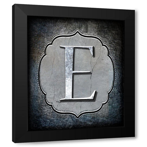 Letter E Black Modern Wood Framed Art Print by LightBoxJournal
