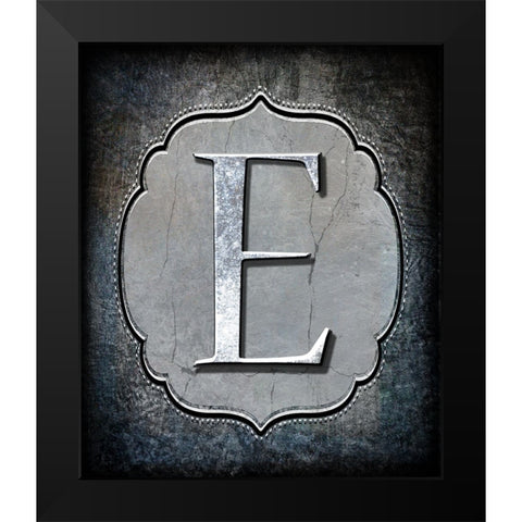 Letter E Black Modern Wood Framed Art Print by LightBoxJournal