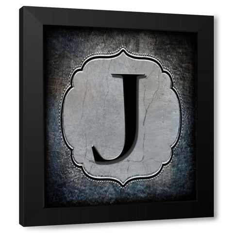 Letter J Black Modern Wood Framed Art Print by LightBoxJournal
