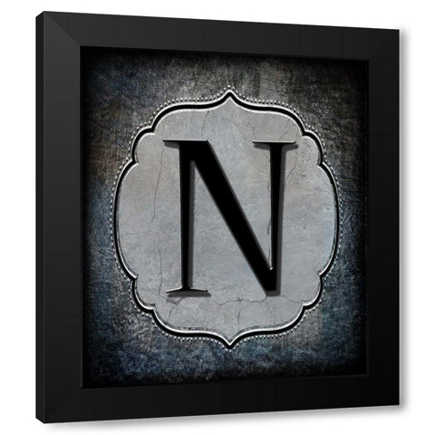 Letter N Black Modern Wood Framed Art Print by LightBoxJournal