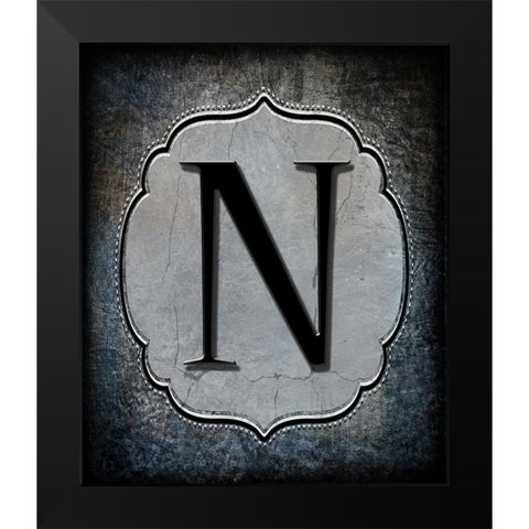 Letter N Black Modern Wood Framed Art Print by LightBoxJournal