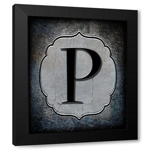 Letter P Black Modern Wood Framed Art Print by LightBoxJournal