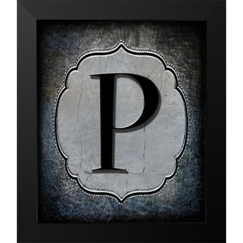 Letter P Black Modern Wood Framed Art Print by LightBoxJournal