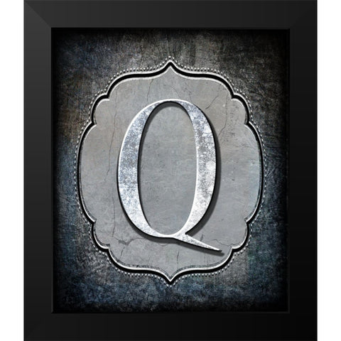 Letter Q Black Modern Wood Framed Art Print by LightBoxJournal