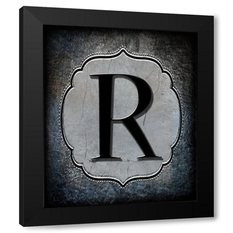 Letter R Black Modern Wood Framed Art Print by LightBoxJournal