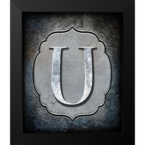 Letter U Black Modern Wood Framed Art Print by LightBoxJournal