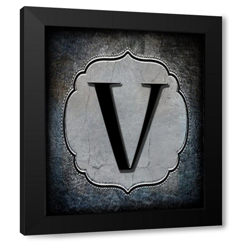 Letter V Black Modern Wood Framed Art Print by LightBoxJournal
