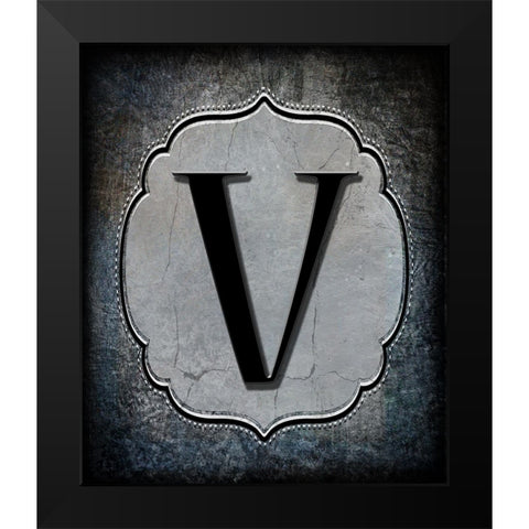 Letter V Black Modern Wood Framed Art Print by LightBoxJournal