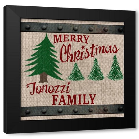 Personalized Christmas Sign V3 Black Modern Wood Framed Art Print by LightBoxJournal