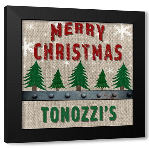 Personalized Christmas Sign V17 Black Modern Wood Framed Art Print by LightBoxJournal