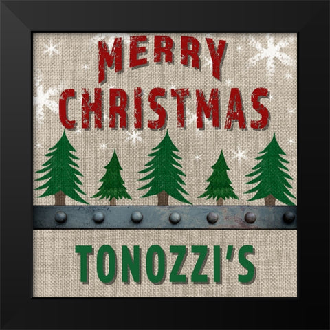 Personalized Christmas Sign V17 Black Modern Wood Framed Art Print by LightBoxJournal