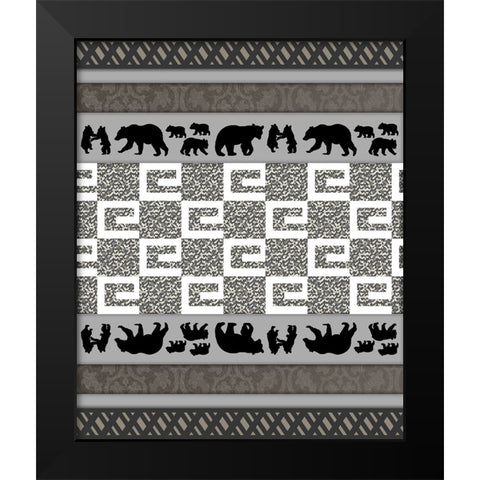 Bear_SurfacePattern V1 9 Black Modern Wood Framed Art Print by LightBoxJournal