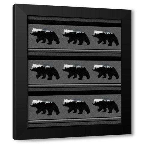 Bear_SurfacePattern V1 10 Black Modern Wood Framed Art Print by LightBoxJournal