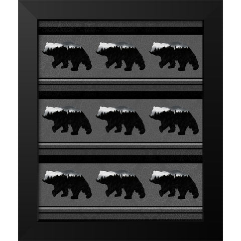 Bear_SurfacePattern V1 10 Black Modern Wood Framed Art Print by LightBoxJournal