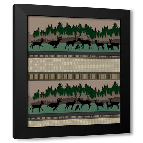 Deer_SurfacePattern V1 0 Black Modern Wood Framed Art Print by LightBoxJournal