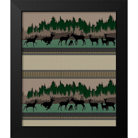 Deer_SurfacePattern V1 0 Black Modern Wood Framed Art Print by LightBoxJournal