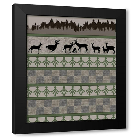 Deer_SurfacePattern V1 4 Black Modern Wood Framed Art Print by LightBoxJournal