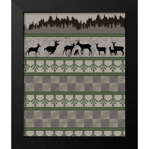 Deer_SurfacePattern V1 4 Black Modern Wood Framed Art Print by LightBoxJournal