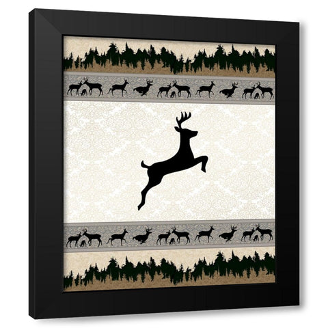 Deer_SurfacePattern V1 9 Black Modern Wood Framed Art Print by LightBoxJournal