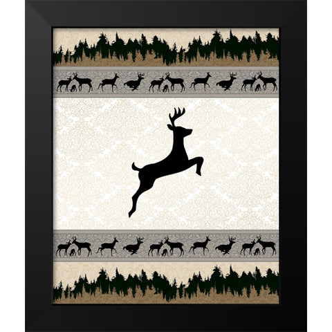 Deer_SurfacePattern V1 9 Black Modern Wood Framed Art Print by LightBoxJournal