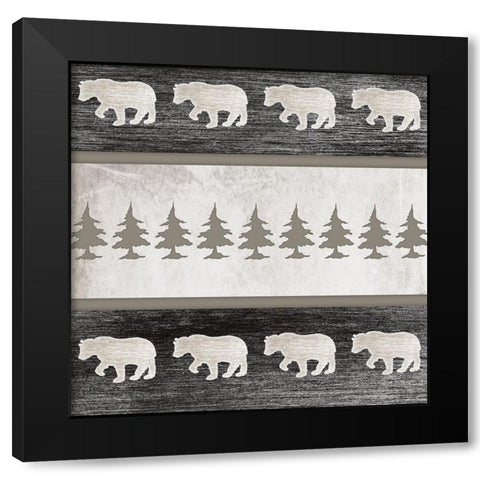 Good Night Moose 2 Surface Pattern 4 Black Modern Wood Framed Art Print by LightBoxJournal