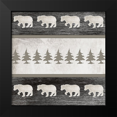 Good Night Moose 2 Surface Pattern 4 Black Modern Wood Framed Art Print by LightBoxJournal