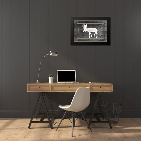 Good Night Moose2 Surface Pattern 12 Black Modern Wood Framed Art Print by LightBoxJournal