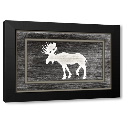 Good Night Moose2 Surface Pattern 12 Black Modern Wood Framed Art Print by LightBoxJournal
