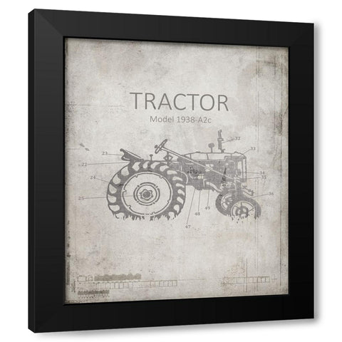 Industrail Farm Tractor Blue Print_BW2 Black Modern Wood Framed Art Print by LightBoxJournal