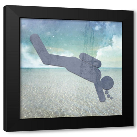 Signs_Diver Black Modern Wood Framed Art Print by LightBoxJournal