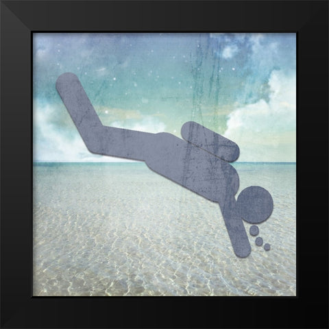 Signs_Diver Black Modern Wood Framed Art Print by LightBoxJournal