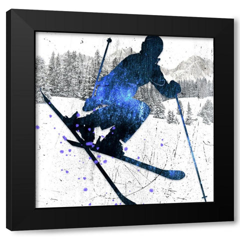 Extreme Skier 05 Black Modern Wood Framed Art Print by LightBoxJournal