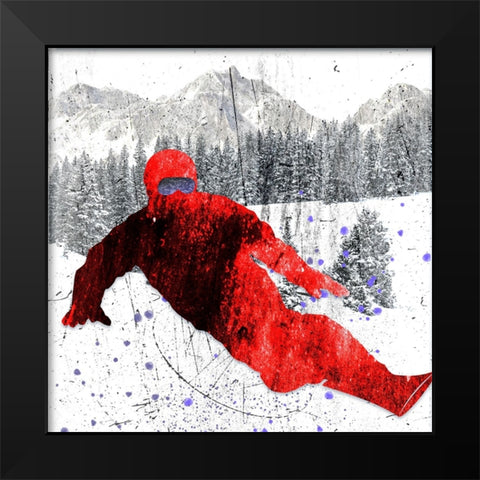 Extreme Snowboarder 02 Black Modern Wood Framed Art Print by LightBoxJournal