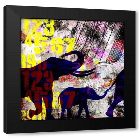 Painted Elephant 1_Grunge Black Modern Wood Framed Art Print by LightBoxJournal