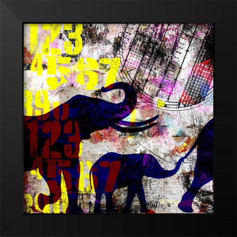 Painted Elephant 1_Grunge Black Modern Wood Framed Art Print by LightBoxJournal