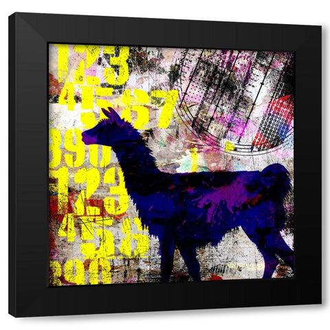 Painted Llama 1_Grunge Black Modern Wood Framed Art Print with Double Matting by LightBoxJournal