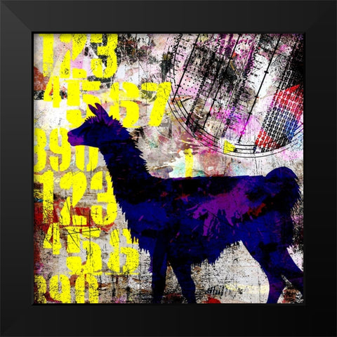 Painted Llama 1_Grunge Black Modern Wood Framed Art Print by LightBoxJournal