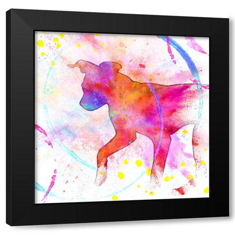 Painted Pink Dog Black Modern Wood Framed Art Print by LightBoxJournal