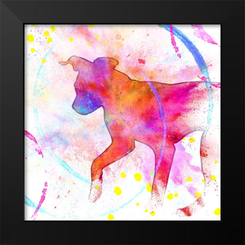 Painted Pink Dog Black Modern Wood Framed Art Print by LightBoxJournal