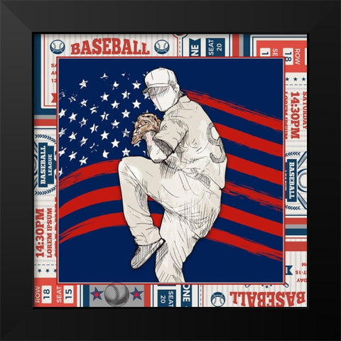 American Baseball player 01 Black Modern Wood Framed Art Print by LightBoxJournal