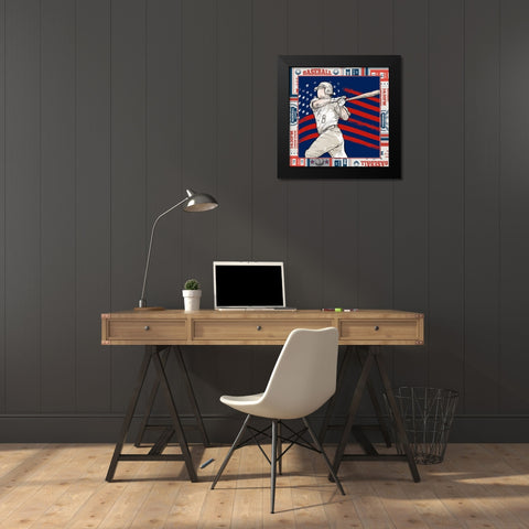 American Baseball player 03 Black Modern Wood Framed Art Print by LightBoxJournal