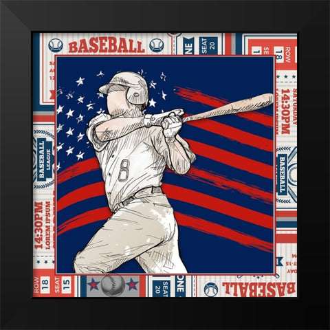 American Baseball player 03 Black Modern Wood Framed Art Print by LightBoxJournal