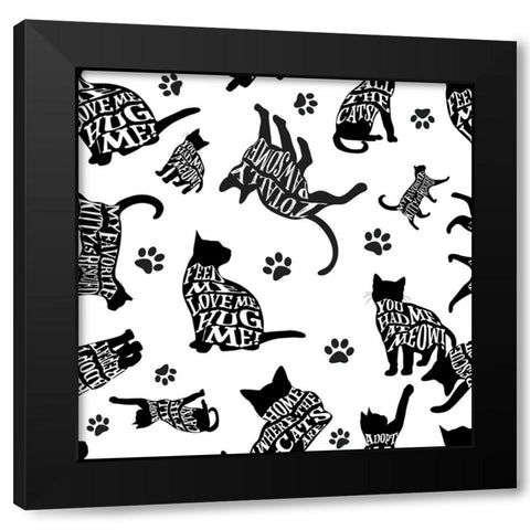 RescueCat Pattern 03 Black Modern Wood Framed Art Print by LightBoxJournal