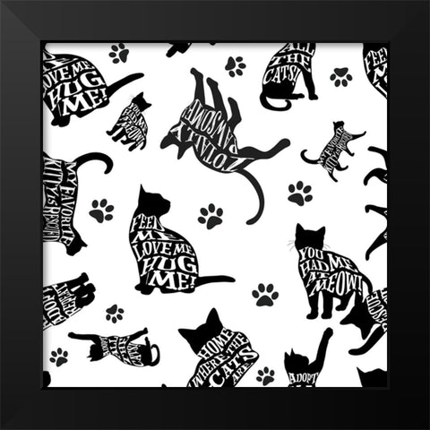 RescueCat Pattern 03 Black Modern Wood Framed Art Print by LightBoxJournal