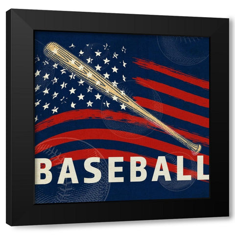Vintage Baseball Sign 02 Black Modern Wood Framed Art Print with Double Matting by LightBoxJournal