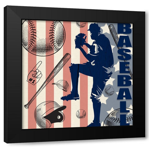 Vintage Baseball Sign 04 Black Modern Wood Framed Art Print by LightBoxJournal