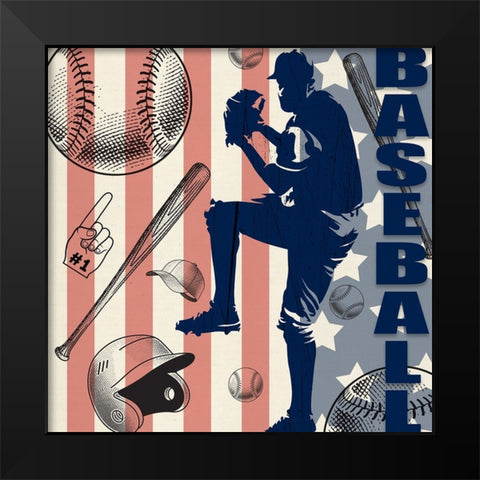 Vintage Baseball Sign 04 Black Modern Wood Framed Art Print by LightBoxJournal