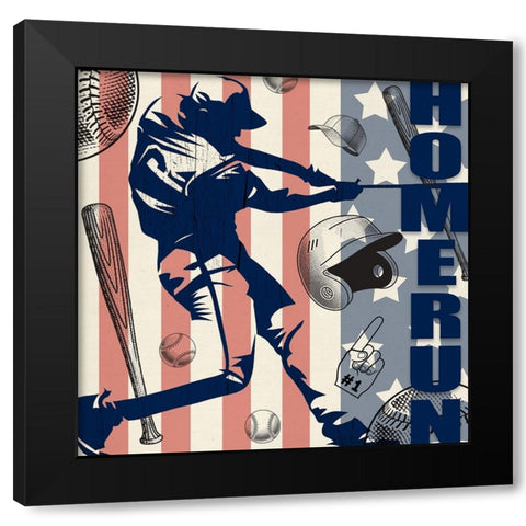 Vintage Baseball Sign 05 Black Modern Wood Framed Art Print with Double Matting by LightBoxJournal