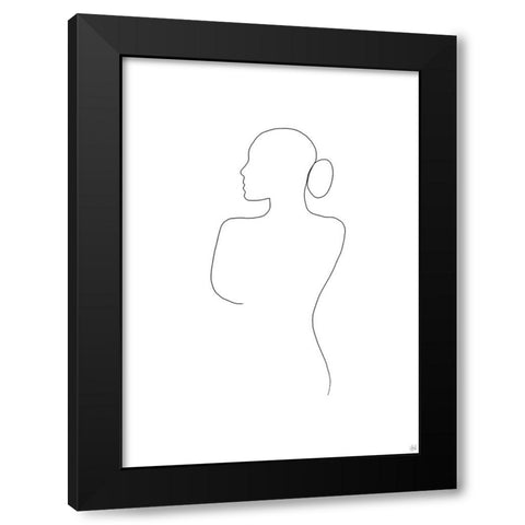 Line Female Back 2 Black Modern Wood Framed Art Print by Line and Brush