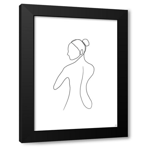 Line Female Back 3 Black Modern Wood Framed Art Print by Line and Brush